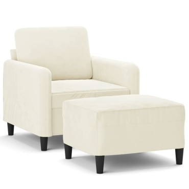 vidaXL Πολυθρόνα Κρεμ Βελούδινη με Υποπόδιο 78x77x80cm 1 τεμ. Γωνιακός