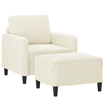 vidaXL Πολυθρόνα Κρεμ Βελούδινη με Υποπόδιο 78x77x80cm 1 τεμ. Γωνιακός
