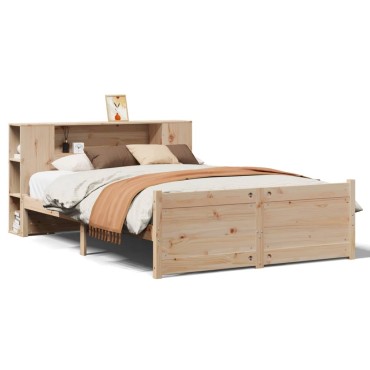 vidaXL Κρεβάτι Βιβλιοθήκη Χωρίς Στρώμα 120x200cm Μασίφ Ξύλο Πεύκο 1 τεμ. - Μονό