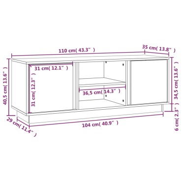 vidaXL Έπιπλο Τηλεόρασης 110x35x40,5cm από Μασίφ Ξύλο Πεύκου