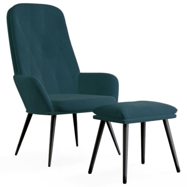 vidaXL Πολυθρόνα Relax Μπλε Βελούδινη με Υποπόδιο 70x77x98cm 1 τεμ.