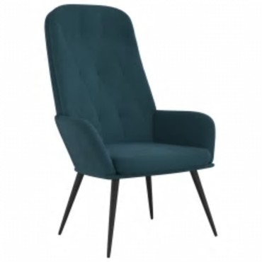vidaXL Πολυθρόνα Relax Μπλε Βελούδινη με Υποπόδιο 70x77x98cm 1 τεμ.