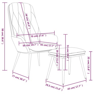 vidaXL Πολυθρόνα Relax Μπλε Βελούδινη με Υποπόδιο 70x77x98cm 1 τεμ.