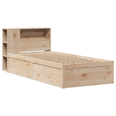 vidaXL Σκελετός Κρεβατιού Χωρίς Στρώμα 75x190 εκ Μασίφ Ξύλο Πεύκου