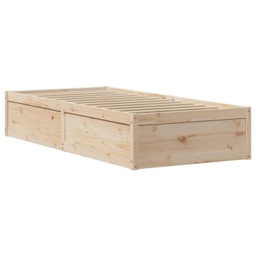 vidaXL Σκελετός Κρεβατιού Χωρίς Στρώμα 75x190 εκ Μασίφ Ξύλο Πεύκου