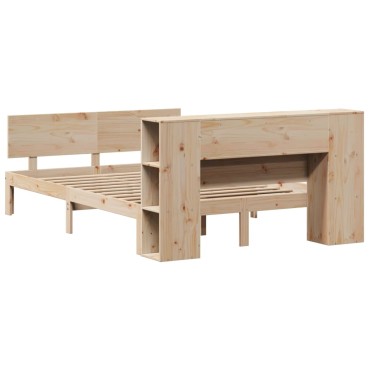 vidaXL Κρεβάτι Βιβλιοθήκη Χωρίς Στρώμα 120x200 εκ Μασίφ Ξύλο Πεύκο