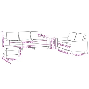 Σετ Σαλονιού 3 τεμ. Taupe Υφασμάτινο 154x77x80cm  Διθέσιος Τριθέσιος