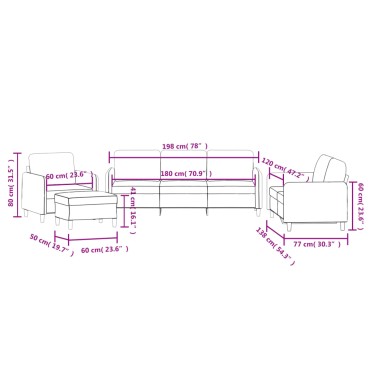 vidaXL Σαλόνι Σετ 4 τεμ. Καφέ από Βελούδο 78x77x80cm  Διθέσιος Τριθέσιος