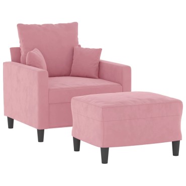 vidaXL Πολυθρόνα Ροζ Βελούδινη με Υποπόδιο 78x77x80cm 1 τεμ. Γωνιακός