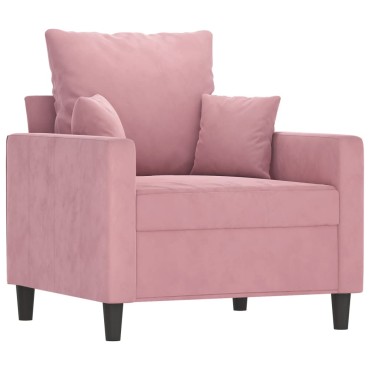 vidaXL Πολυθρόνα Ροζ Βελούδινη με Υποπόδιο 78x77x80cm 1 τεμ. Γωνιακός