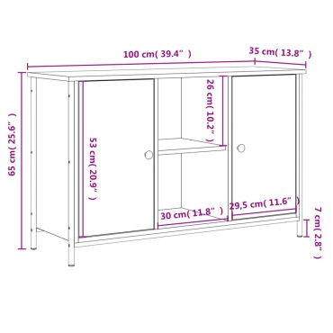 vidaXL Έπιπλο Τηλεόρασης Γκρι Sonoma 100x35x65cm από Επεξεργ. Ξύλο