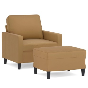 vidaXL Πολυθρόνα Καφέ Βελούδινη με Υποπόδιο 78x77x80cm 1 τεμ. Γωνιακός