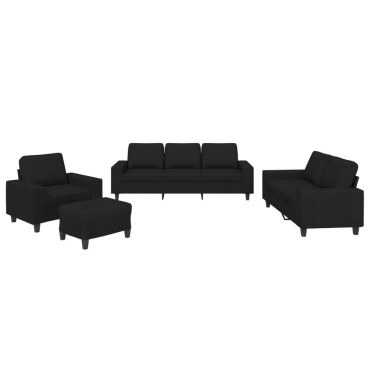 vidaXL Σετ Καναπέ 4 τεμ. Μαύρη Υφασμάτινη 94x77x80cm  Διθέσιος Τριθέσιος