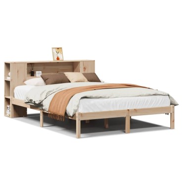 vidaXL Κρεβάτι Βιβλιοθήκη Χωρίς Στρώμα 120x190cm Μασίφ Ξύλο Πεύκου 1 τεμ. - Μονό