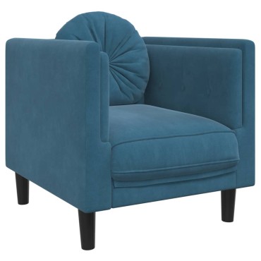 vidaXL Πολυθρόνα Μπλε Βελούδινη με Μαξιλάρι 71x77x70cm 1 τεμ. Γωνιακός
