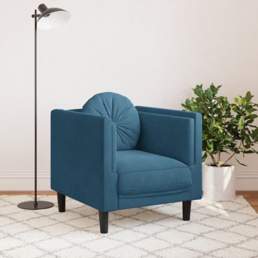 vidaXL Πολυθρόνα Μπλε Βελούδινη με Μαξιλάρι 71x77x70cm 1 τεμ. Γωνιακός