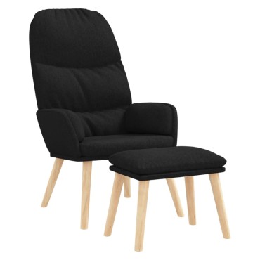 vidaXL Πολυθρόνα Relax Μαύρη Υφασμάτινη με Σκαμπό 70x77x98cm 1 τεμ.
