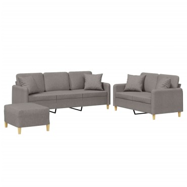 vidaXL Σετ Σαλονιού 3 τεμ. Taupe από Ύφασμα 138x77x80cm  Διθέσιος Τριθέσιος