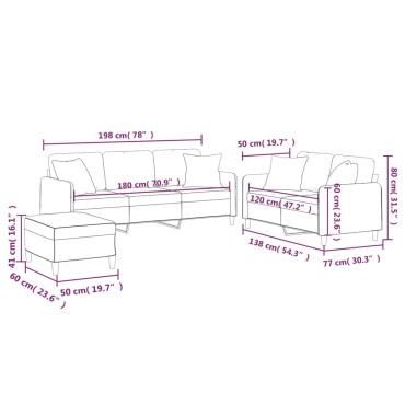 vidaXL Σετ Σαλονιού 3 τεμ. Taupe από Ύφασμα 138x77x80cm  Διθέσιος Τριθέσιος
