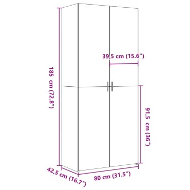 vidaXL Ντουλάπι Μαύρο 80x42,5x185cm από Επεξεργασμένο Ξύλο 1 τεμ.