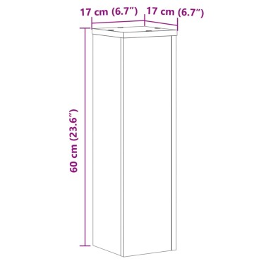 vidaXL Βάσεις Φυτών 2 τεμ. Όψη Παλαιού Ξύλου 17x17x60 εκ. Επεξ. Ξύλο