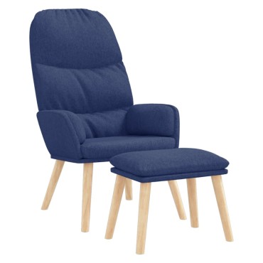 vidaXL Πολυθρόνα Relax Μπλε Υφασμάτινη με Σκαμπό 70x77x98cm 1 τεμ.
