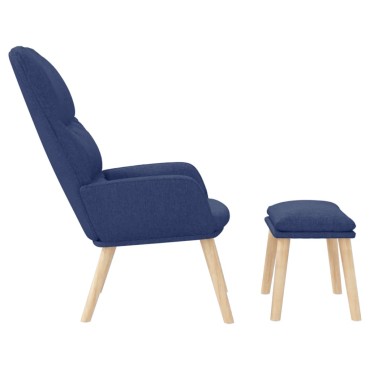 vidaXL Πολυθρόνα Relax Μπλε Υφασμάτινη με Σκαμπό 70x77x98cm 1 τεμ.