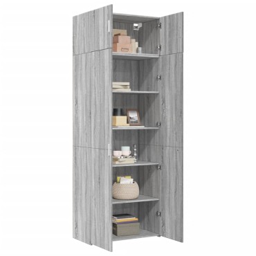 vidaXL Ραφιέρα με Ντουλάπια Γκρι Sonoma 80x42,5x225cm Επεξ. Ξύλο 1 τεμ.