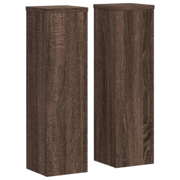 vidaXL Βάσεις Φυτών 2 Τεμ. Καφέ Δρυς 17x17x60 εκ. Επεξεργασμένο Ξύλο
