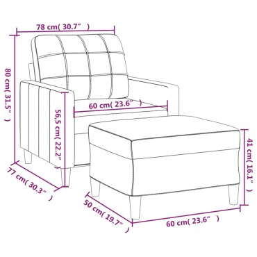 vidaXL Πολυθρόνα Taupe από Υφασμάτινη με Υποπόδιο 78x77x80cm 1 τεμ. Γωνιακός
