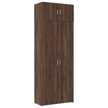 vidaXL Ραφιέρα με Ντουλάπια Καφέ Δρυς 80x42,5x225cm από Επεξ. Ξύλο 1 τεμ.