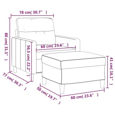 vidaXL Πολυθρόνα Taupe από Υφασμάτινη με Υποπόδιο 78x77x80cm 1 τεμ. Γωνιακός