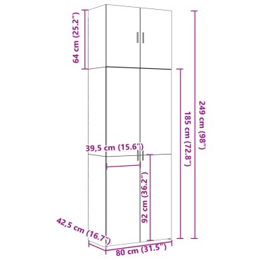 vidaXL Ντουλάπι Καφέ Δρυς 80x42,5x249cm από Επεξεργασμένο Ξύλο 1 τεμ.