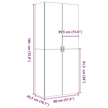 vidaXL Ντουλάπι Sonoma Δρυς 80x42,5x185cm από Επεξεργασμένο Ξύλο 1 τεμ.