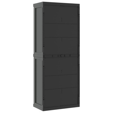 vidaXL Ντουλάπι Αποθ. Εξ. Χώρου Γκρι/Μαύρο 65x37x165cm Πολυπροπυλένιο 1 τεμ.