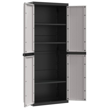 vidaXL Ντουλάπι Αποθ. Εξ. Χώρου Γκρι/Μαύρο 65x37x165cm Πολυπροπυλένιο 1 τεμ.
