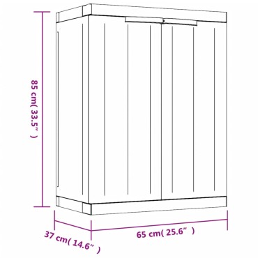vidaXL Ντουλάπι Αποθ. Εξ. Χώρου Μαύρο 65x37x85cm Πολυπροπυλένιο 1 τεμ.
