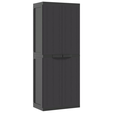 vidaXL Ντουλάπι Αποθ. Εξ. Χώρου Μαύρο 65x37x165cm Πολυπροπυλένιο 1 τεμ.
