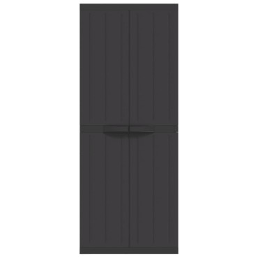 vidaXL Ντουλάπι Αποθ. Εξ. Χώρου Μαύρο 65x37x165cm Πολυπροπυλένιο 1 τεμ.