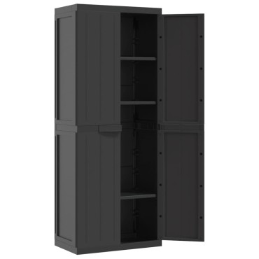 vidaXL Ντουλάπι Αποθ. Εξ. Χώρου Μαύρο 65x37x165cm Πολυπροπυλένιο 1 τεμ.