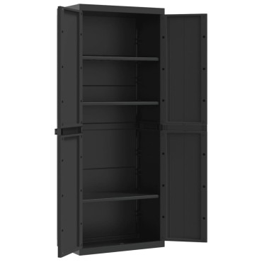 vidaXL Ντουλάπι Αποθ. Εξ. Χώρου Μαύρο 65x37x165cm Πολυπροπυλένιο 1 τεμ.