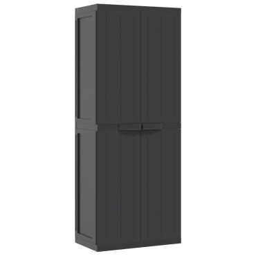 vidaXL Ντουλάπι Αποθ. Εξ. Χώρου Μαύρο 65x37x165cm Πολυπροπυλένιο 1 τεμ.