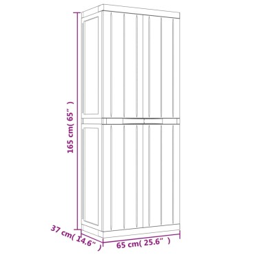 vidaXL Ντουλάπι Αποθ. Εξ. Χώρου Μαύρο 65x37x165cm Πολυπροπυλένιο 1 τεμ.