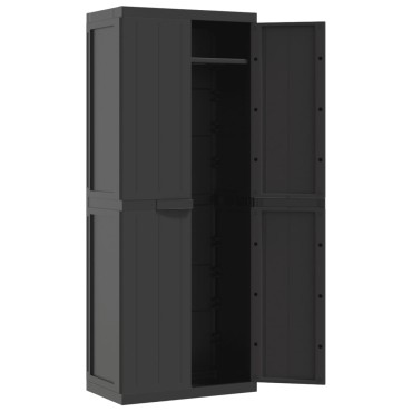 vidaXL Ντουλάπι Αποθ. Εξ. Χώρου Μαύρο 65x37x165cm Πολυπροπυλένιο 1 τεμ.