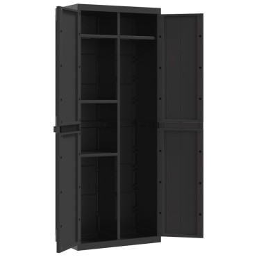 vidaXL Ντουλάπι Αποθ. Εξ. Χώρου Μαύρο 65x37x165cm Πολυπροπυλένιο 1 τεμ.