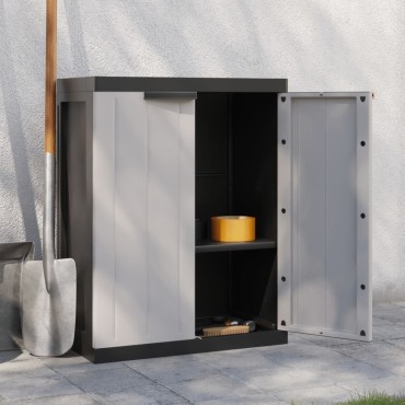 vidaXL Ντουλάπι Αποθ. Εξ. Χώρου Γκρι/Μαύρο 65x37x85cm Πολυπροπυλένιο 1 τεμ.