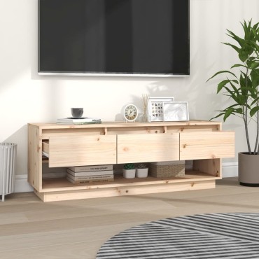 vidaXL Έπιπλο Τηλεόρασης 110,5x34x40cm από Μασίφ Ξύλο Πεύκου