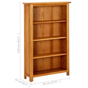 vidaXL Βιβλιοθήκη με 4 Επίπεδα 70x22x110cm από Μασίφ Ξύλο Δρυός 1 τεμ.