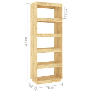 vidaXL Βιβλιοθήκη/Διαχωριστικό Χώρου 60x35x167cm Μασίφ Ξύλο Πεύκου 1 τεμ.