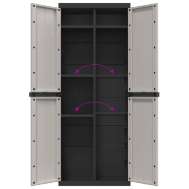vidaXL Ντουλάπι Αποθ. Εξ. Χώρου Γκρι/Μαύρο 65x37x165cm Πολυπροπυλένιο 1 τεμ.